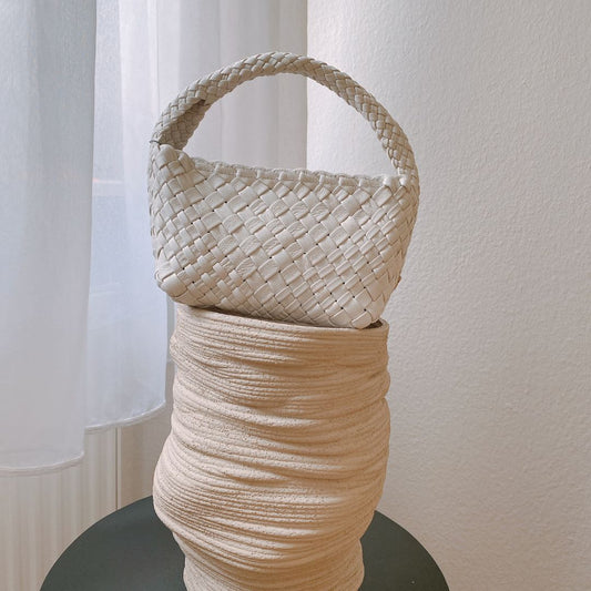 Ghibli 4507 - Calfskin Black Top Handle Bag(color off white) Pre-Order Delivery Time 10 weeks