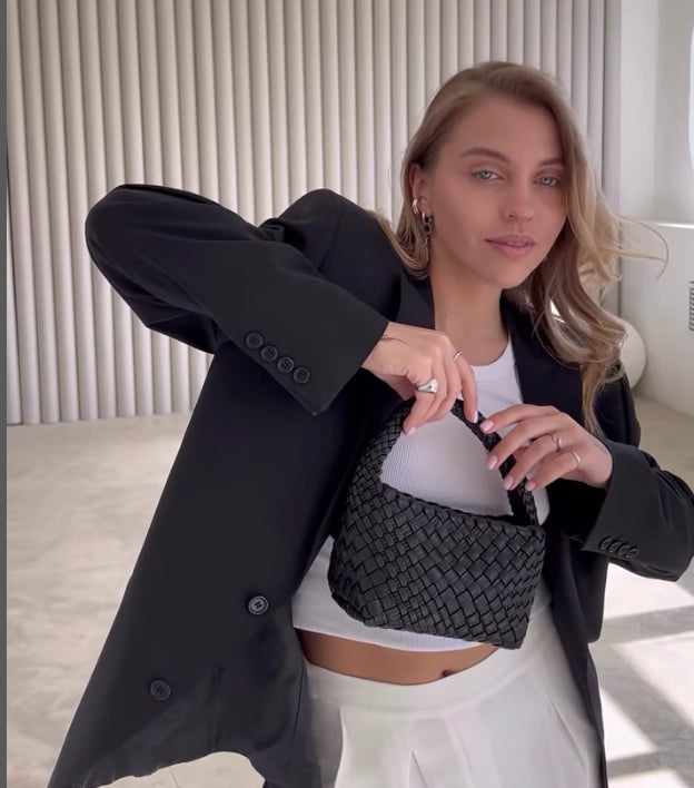 Ghibli 4507 - Calfskin Black Top Handle Bag(color off white) Pre-Order Delivery Time 10 weeks