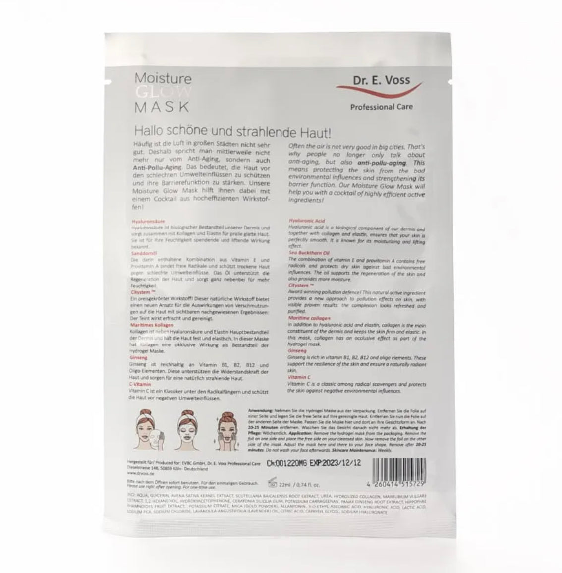 DR.E.VOSS MOISTURE GLOW Hydrogel Mask 22ml