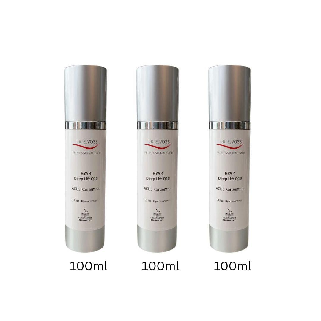 Hya 4 Deep Lift Q10 ACUS Konzentrat Straffungs-Hyaluronserum 100ml suitable for Skinova X 3er Set - Mamaladen GmbH