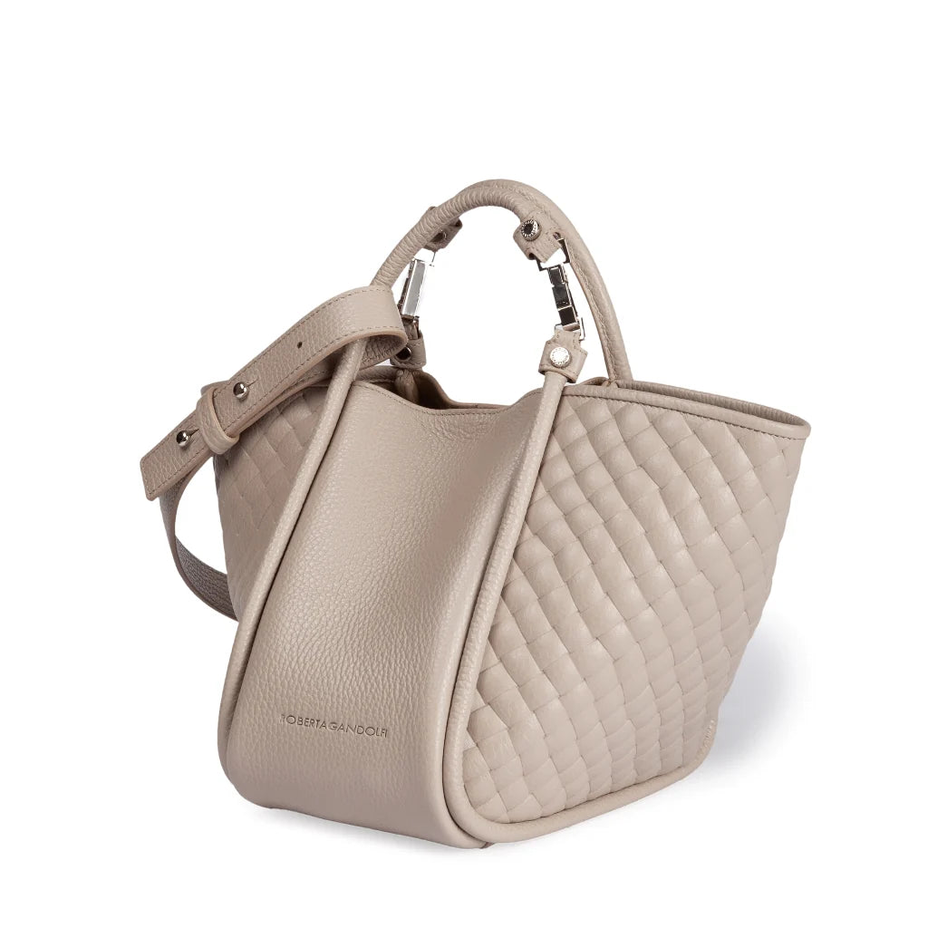 Roberta Gandolfi RGYuma Woven small 3 in 1 convertible leather handbag with detachable shoulder strap