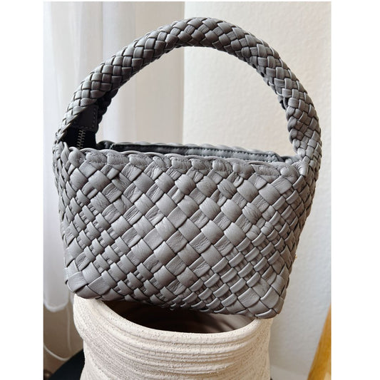 Ghibli 4507 - Calfskin Black Top Handle Bag（color gray）