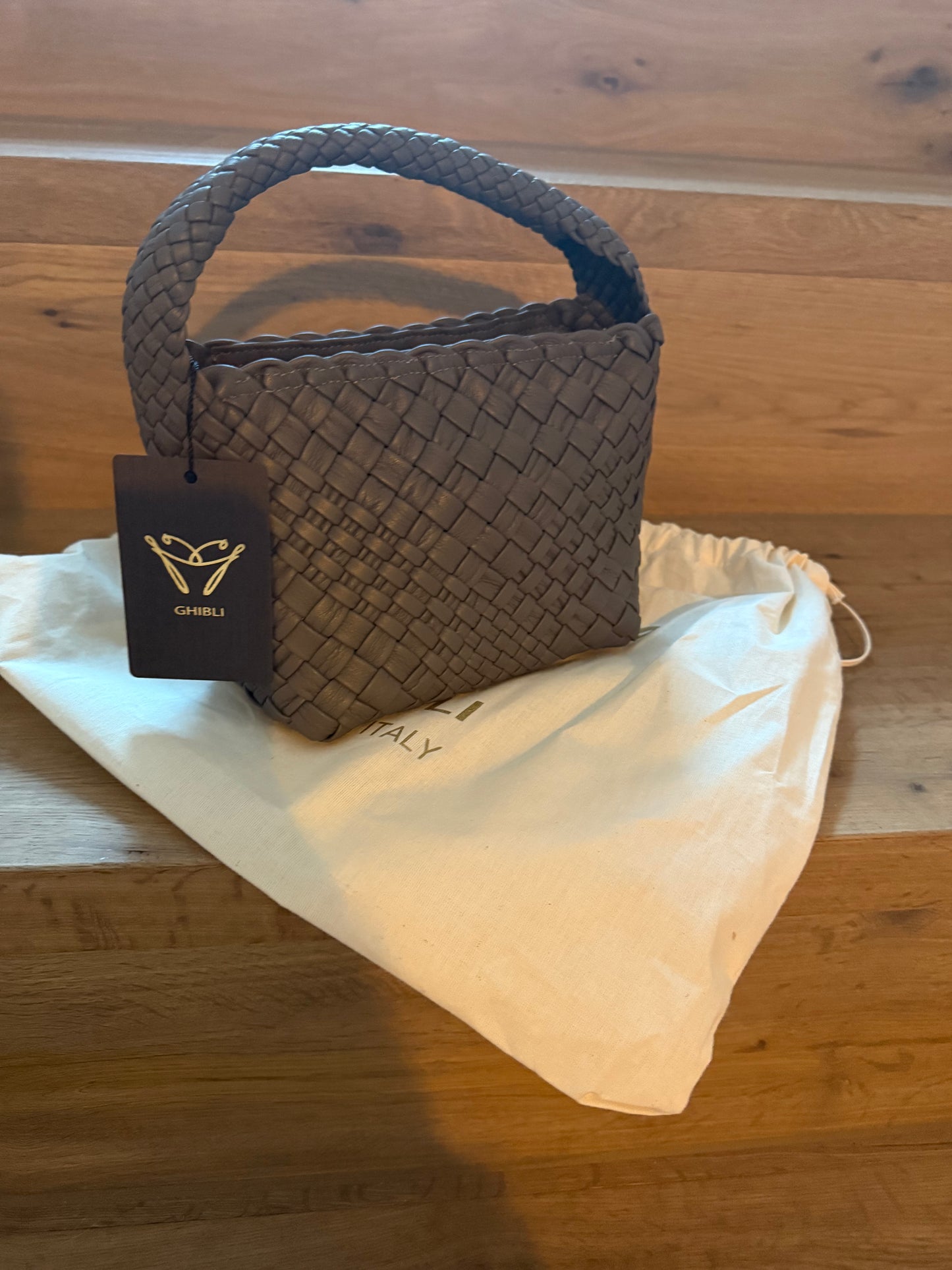 Ghibli 4507 - Calfskin Black Top Handle Bag（color Fumo - dark grey）On Stock